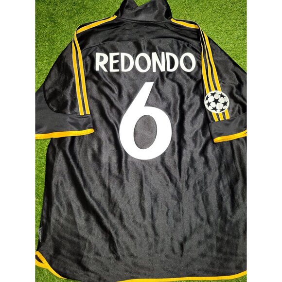 Redondo Real Madrid Black Away UEFA FINAL 1999 2000 Soccer Jersey XL SKU# 627113 - Picture 1 of 10